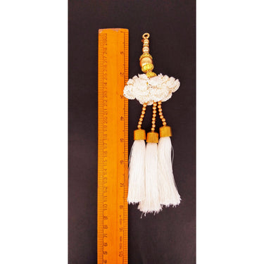 White Tassels With Pearl and Beads Embellishments Indian Tassels Wedding Bridal Latkan, Ethnic Tassels, Indian Latkan